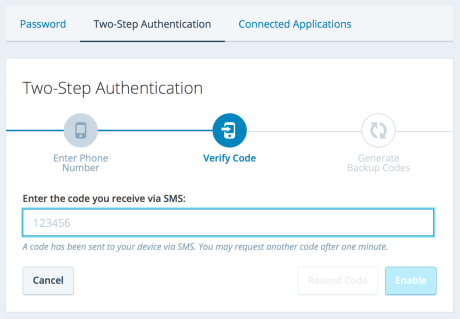 Setup with SMS Codes