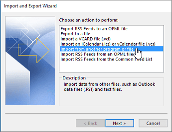 Import from another program or file