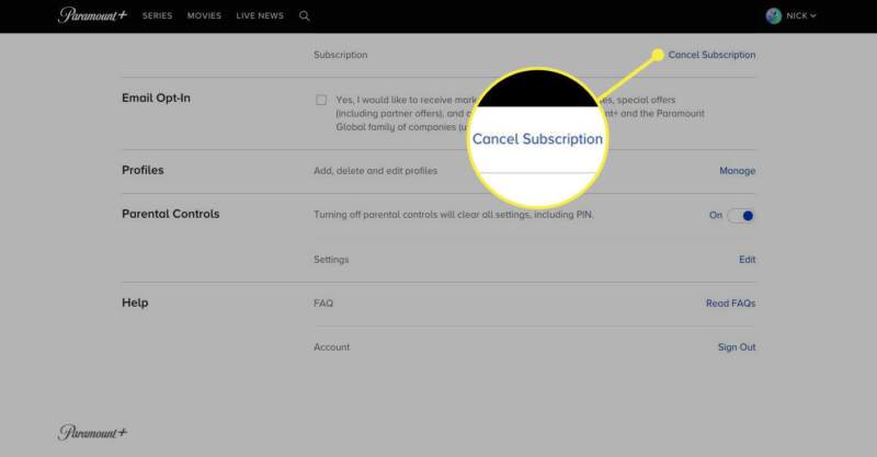 how to cancel paramount plus